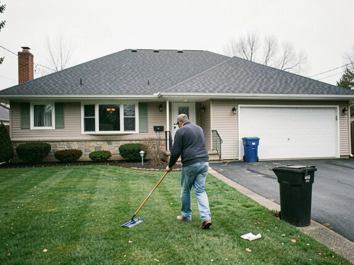 Cleanup after a roof replacement at a London, Ontario home