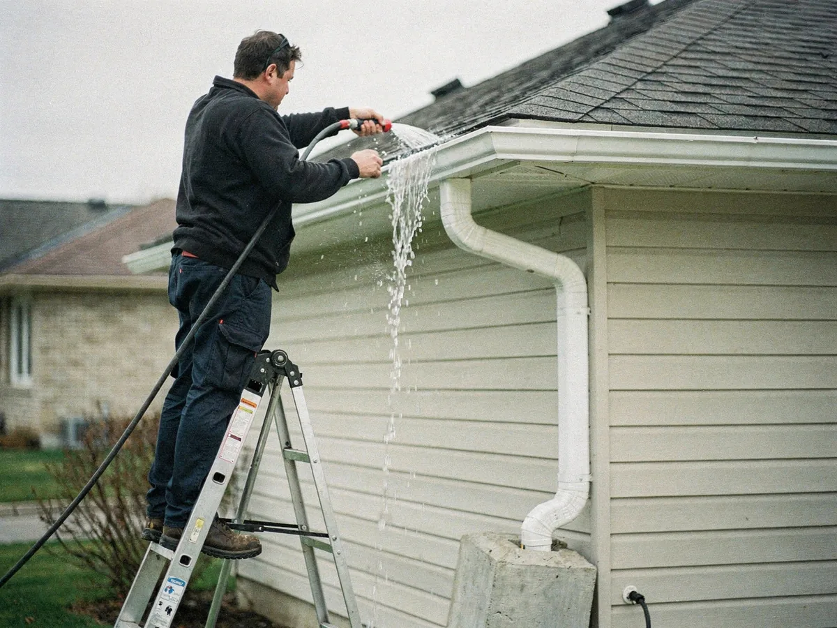 Testing new eavestrough and downspout drainage in London, Ontario